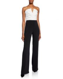 Jay Godfrey Dawson Strapless V-Neck Combo Jumpsuit at Neiman Marcus